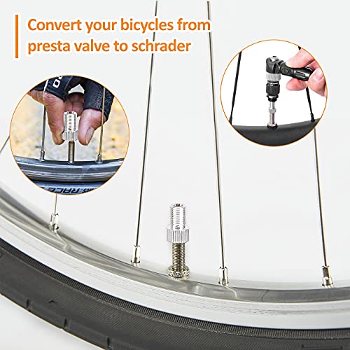 Französisch Fahrradventil Adapter , AOBETAK 15-Teile Sclaverand Ventil Ersatz Set: Ventil-Einsatz, Ventil-Schlüssel, Felgen-Mutter, Ventil-Schutz-Kappe, Auto-Ventil-Adapter SV AV Aufsatz