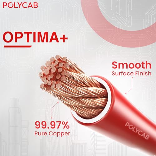 Image of Polycab OPTIMA+ 6sqmm 90M coil | Flame Retardant | Lead free | 99.97% high purity copper | Rodent protection | PVC insulated housewire [Green]