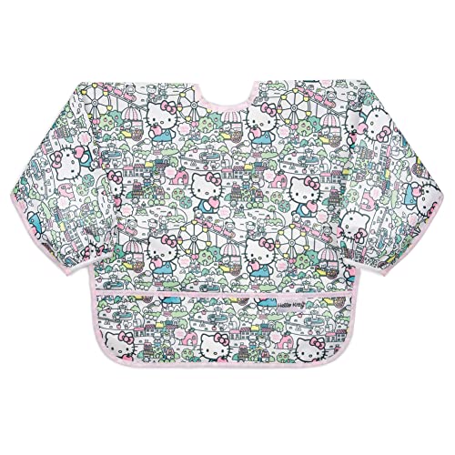 Image of Bumkins Bibs, Baby and Toddler Girls and Boys 6-24 Months, Long Sleeve, Essential Must Have for Eating, Feeding, Mess Saving Lightweight Waterproof Fabric Sleeved Smock, Sanrio Hello Kitty