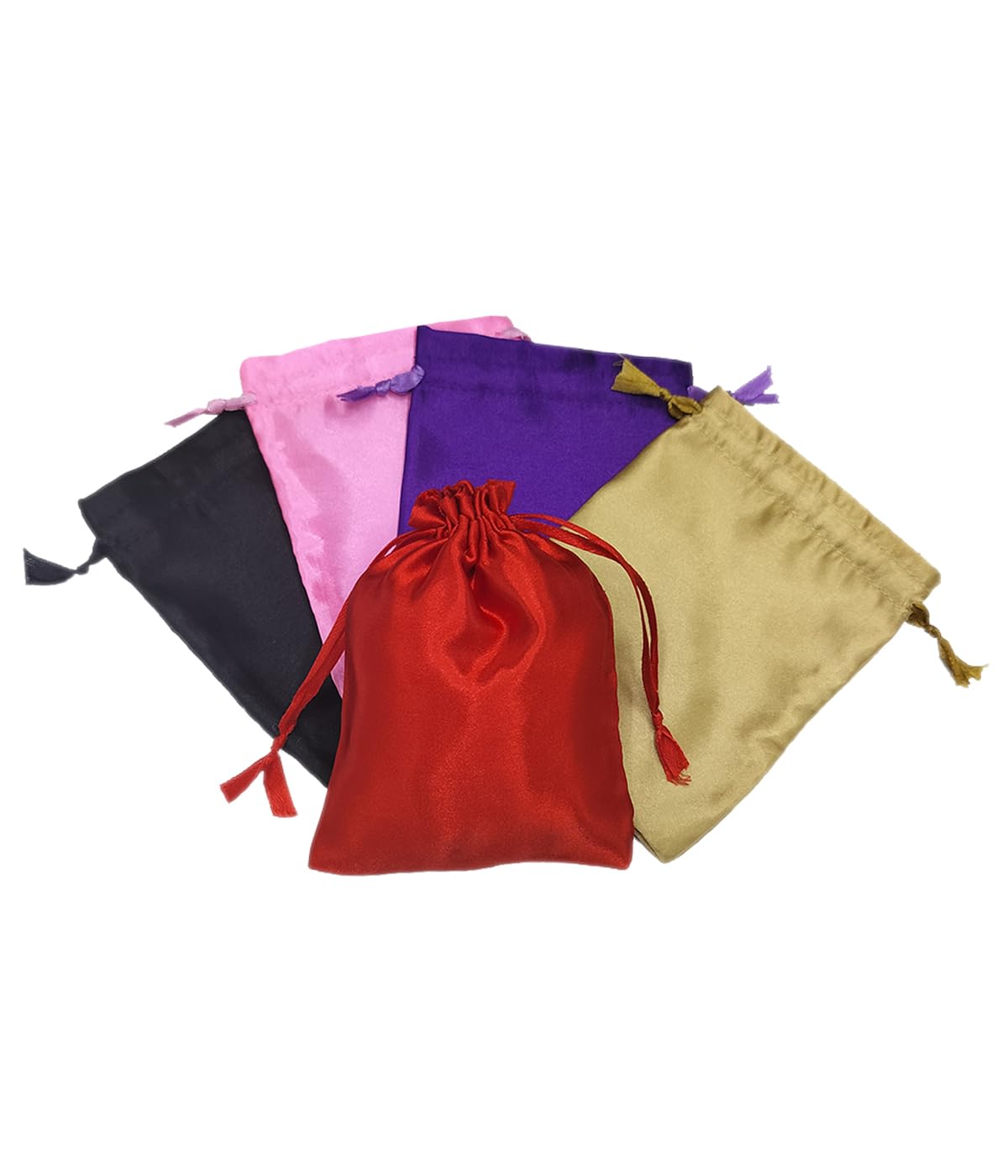 IVARIAN Multicolor 25 Pcs - Burlap Bags with Drawstring Satin Gift Bags with Drawstring for Wedding Birthday Party Pouches…… (10x14 Cms)