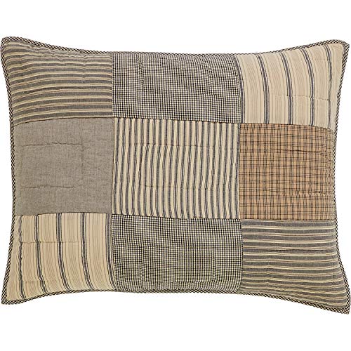 VHC Brands Sawyer Mill Charcoal Patchwork Farmhouse Bedding Reversible 3-Piece Queen Quilt Set - Includes 1 (One) Queen Quilt and 2 (Two) Standard Sized Pillow Shams