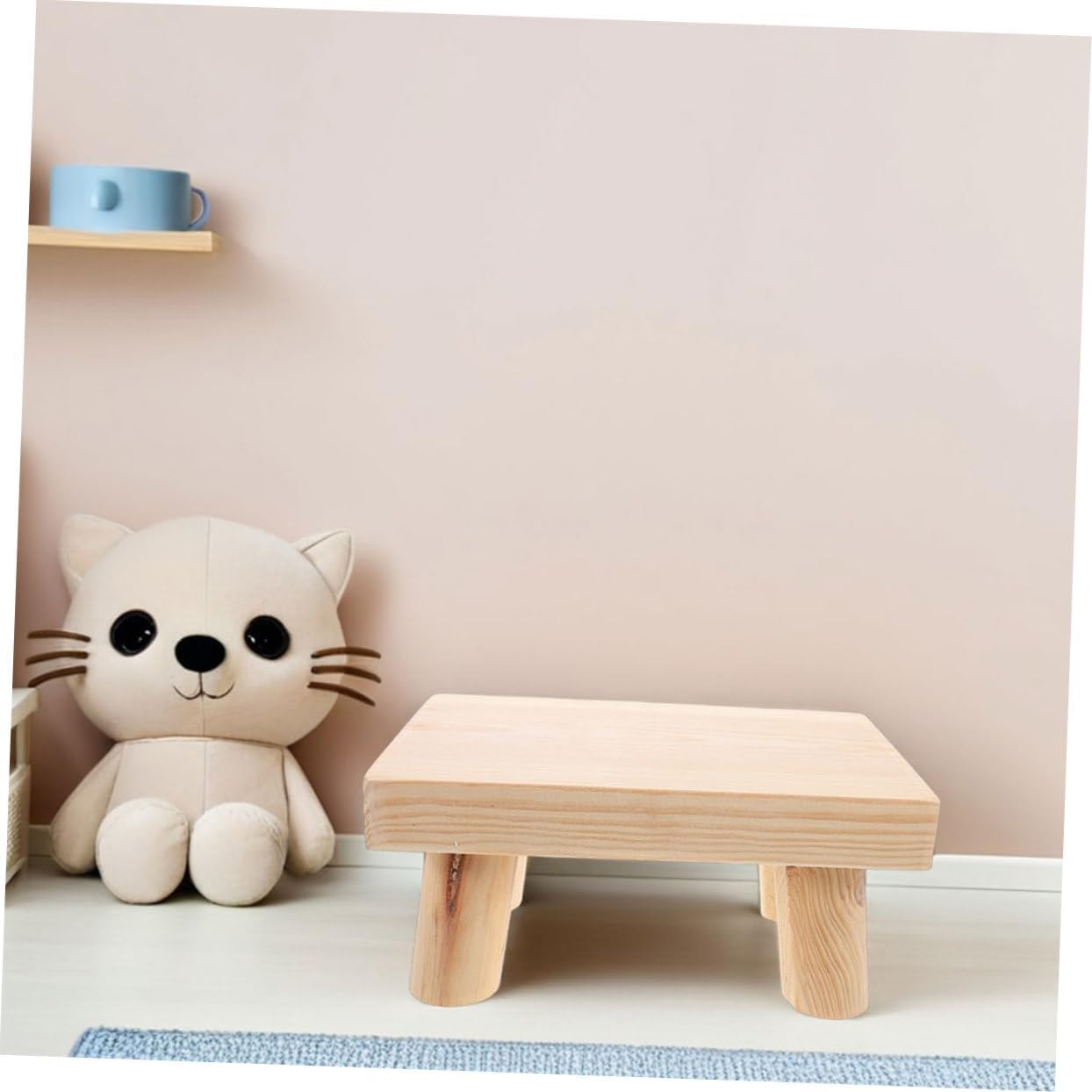 Generic 2pcs Wooden Step Stool Childsafe Footstool for Kitchen Bathroom Smooth Edges Design for Safe Use Convenient Mobility