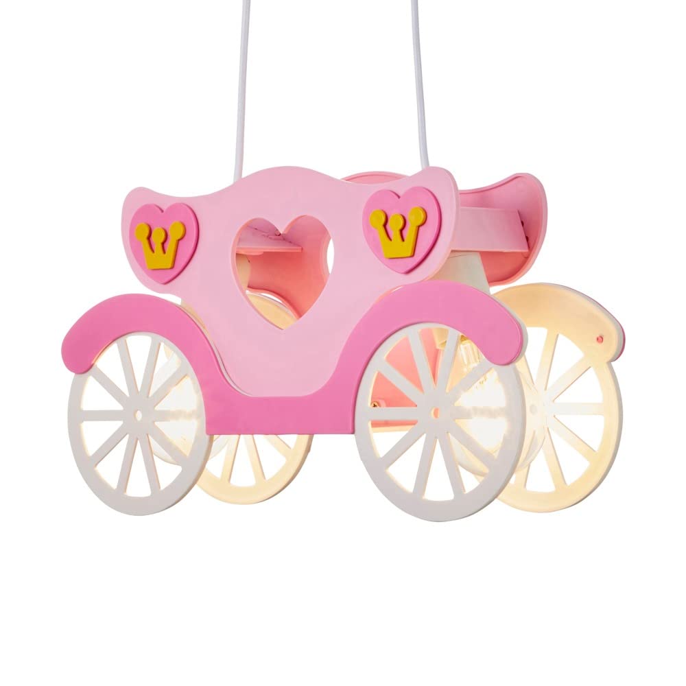 Litecraft Pink Glow Princess Carriage Ceiling Pendant Children's Bedroom Light