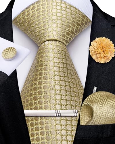 Image of DiBanGu Silk Pre-tied Ties for Men Formal Adjustable Necktie Set | 6PCS,Zipper Tie,Pocket Square,Cufflinks,Tie Clip & Lapel Pin,Wrinkle-Resistant,Premium Gift Box,Formal Business Wedding Party