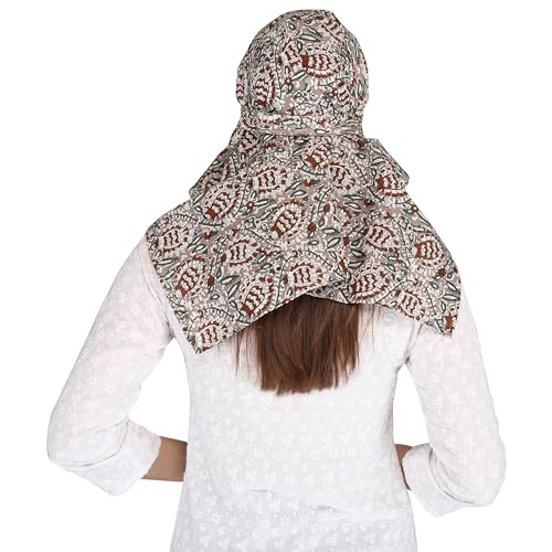 Image of Scarf Face Cover Mask Sun Protection Hair,Head, Neck, Nose Safety Head Wrap Scarf For Women Girls Daily Use Dupatta Hijab Double Layer Cotton Printed Kalamkari