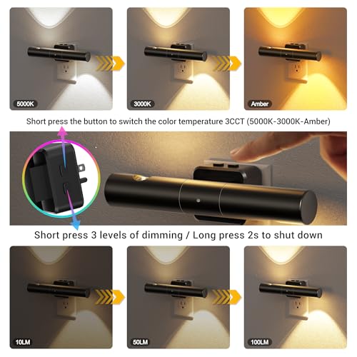 Image of JandCase LED Night Light, Modern Night Lights Plug into Wall, 2 Pack 3000K /4000K /5000K Adjustable Color Nightlights with Dusk-to-Dawn Sensor, Dimmable Night Lights for Bathroom, Hallway, Stairway