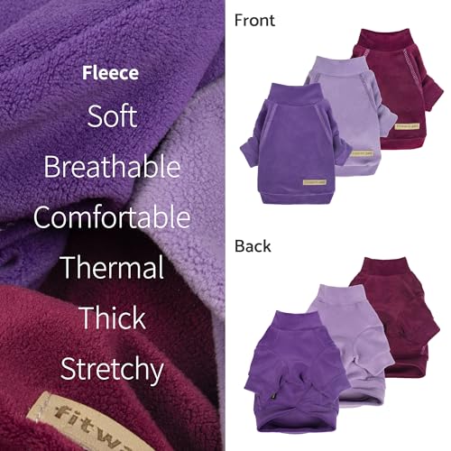 Image of Fitwarm 3 Pack Classic Fleece Dog Sweater, Turtleneck Dog Sweatshirt, Dog Winter Clothes for Small Dogs Boy Girl, Pet Pullover Jumper, Cat Apparel, Purple, MediumPurple, Dark Red, Large
