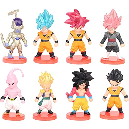 D-ragon Ball Figures, 8 Piezas Goku Figuras Decoración de Tartas Mini Figura Decoraciones Cake...