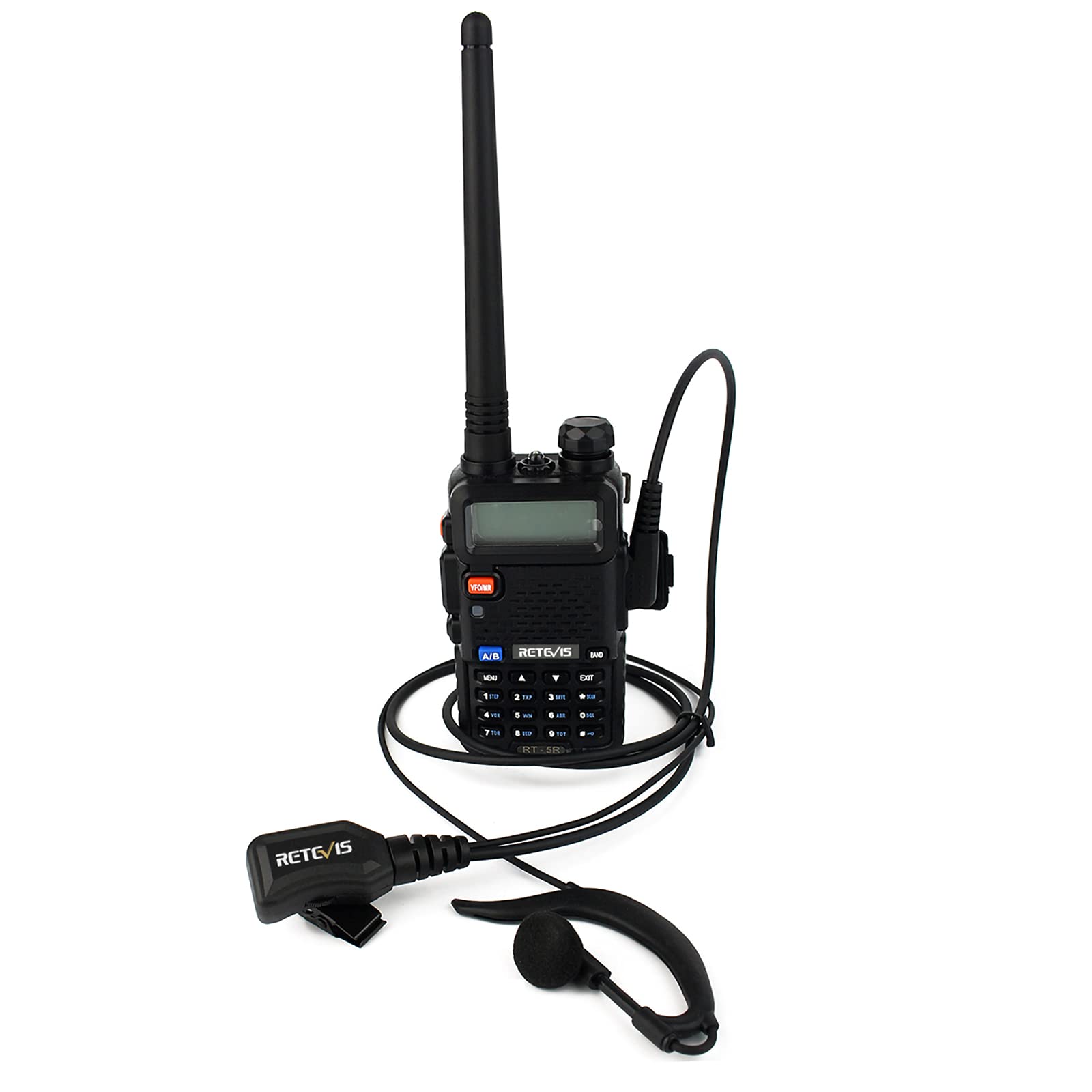 Retevis R111 Talkie Walkie Écouteur 2 Broches Volume Réglable Oreillette Type G Casque Compatible avec Talkie Walkie RT24 RT22 RT27 RT5 BaoFeng BF-888S BF-88E UV-5R Sunreal Kenwood (2 Pcs)