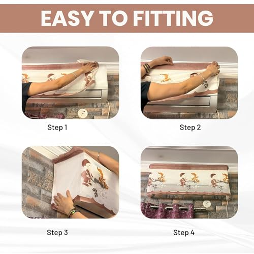 Image of Printed AC Cover for Split AC 1.5 Ton Set - Digital Print AC Cover Indoor Outdoor Waterproof - Split AC Cover Cotton Net Designer (Brown)