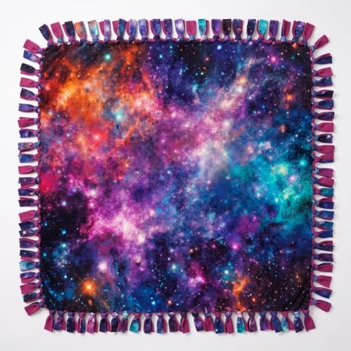 Hahafelt 3 Pcs No Sew Tie Fleece Blankets Kit,Stars Colorful Night - 1
