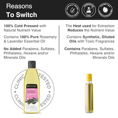 Image of Soulflower Rosemary Lavender and Bhringraj Hair Oil, 225ml Each | Hair Growth, Strengthening & Nourishing Hair Roots | Pure, Natural and Coldpressed Hair Oil - Pack of 2