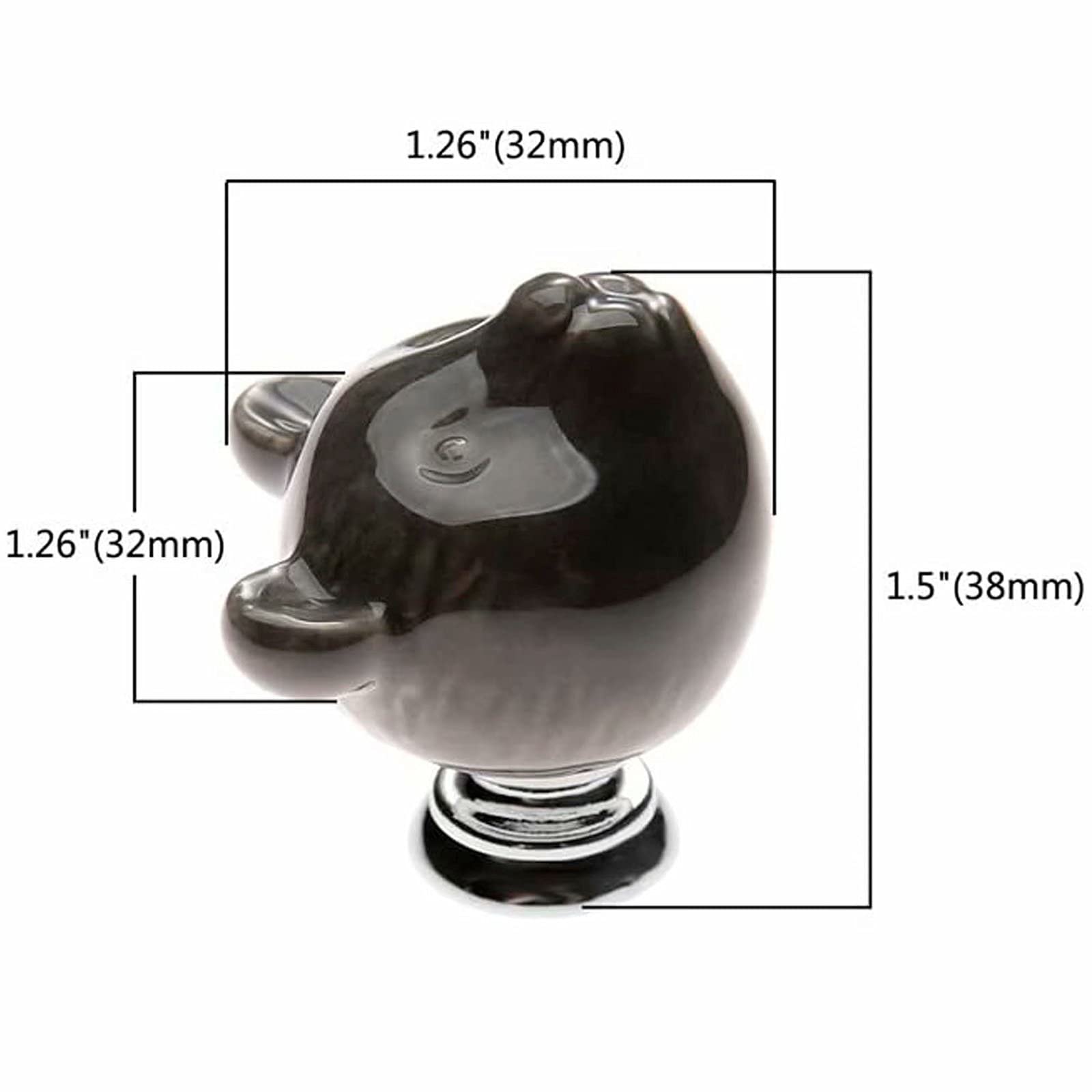 Bouton en cristal, boutons de dessin, poignée de porte en céramique verte, forme de tête d'ours, poignée d'animal mignon, utilisé pour la décoration de chambre d'enfant, armoires ménagères