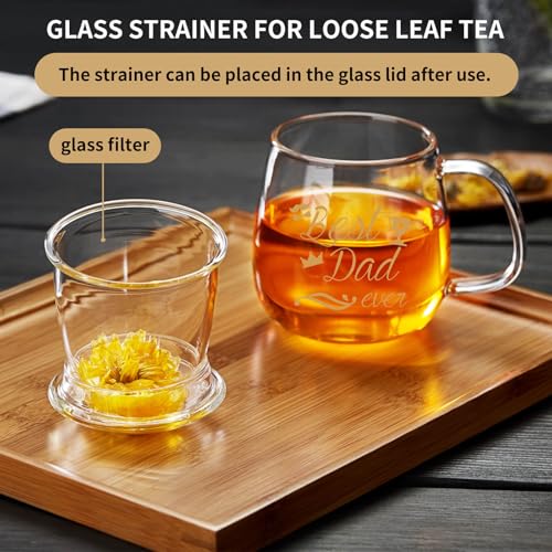 Taza de vidrio para té 500 ml con diseño Best Dad Ever miniatura 3