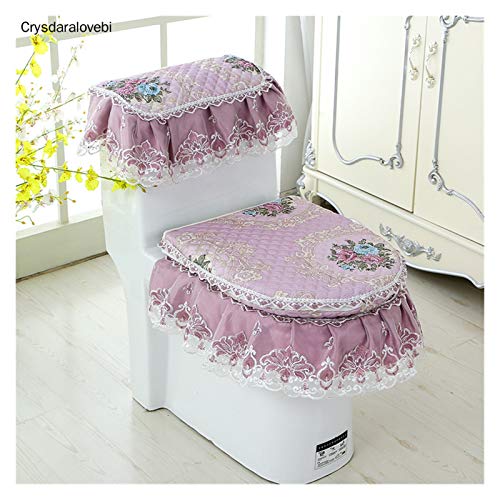 WAYYQX Toile Sitzbezug Pads 3 Stück WC Sitzbezug Matte Farmhouse Stil Spitze U Typ WC Dreiteiliges Set Badezimmer WC… – Bild 6