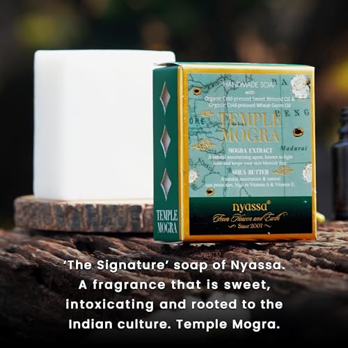 Image of Nyassa Luxurious Temple Mogra Handmade Natural Bathing Soap-150grm | Mograa Extract & Shea Butter| Mogra Fragrance| All Skin Type 150gm