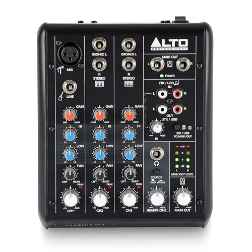 ALTO TrueMix 500 Mischpult mit XLR Mic In und USB Audio Interface für Podcasting, Live Performance, Streaming, Recording, DJ - Mac und PC