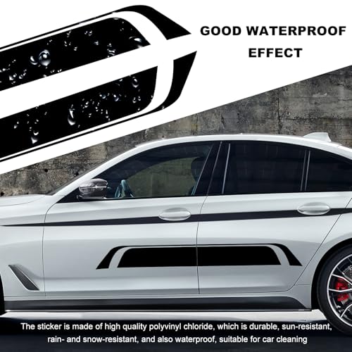 Image of Car Hood Decal Sticker, Automotive Side Body Stripe Graphics Racing Bumper Sticker, Universal Vehicle Skirt Roof Bonnet Vinyl Decal Exterior Decoration, Car Accessories (Black)
