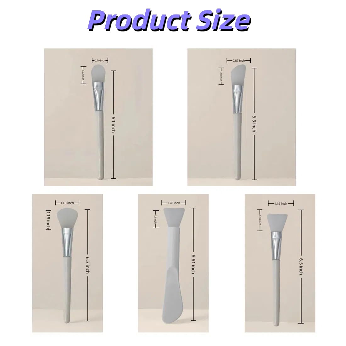 1 Set, 5 Pcs Silicone Mask Applicators, Multiple Silicone Brush Heads, Soft and Flexible, White Color, For Clay Masks, Aloe Vera Gel, Lotion and more