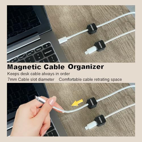 Magnetic Cable Clips Cord Organizer Holder,10-Pack Cable Management Cord Clips,Adhesive Phone Cable Wire Charger Cord Holder For Nightstand Desk Charging Cords Wall Car Desktop Office (10, Black) image 7