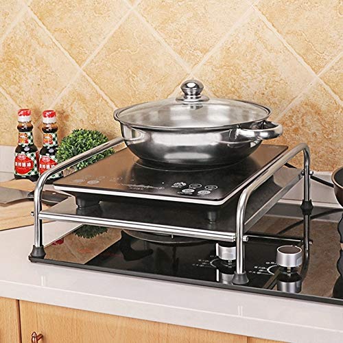Küche Rack-Speicher-Halter-Induktions-Herd Edelstahl Shelf Zwei Schichten LSUXIANFESDNGD