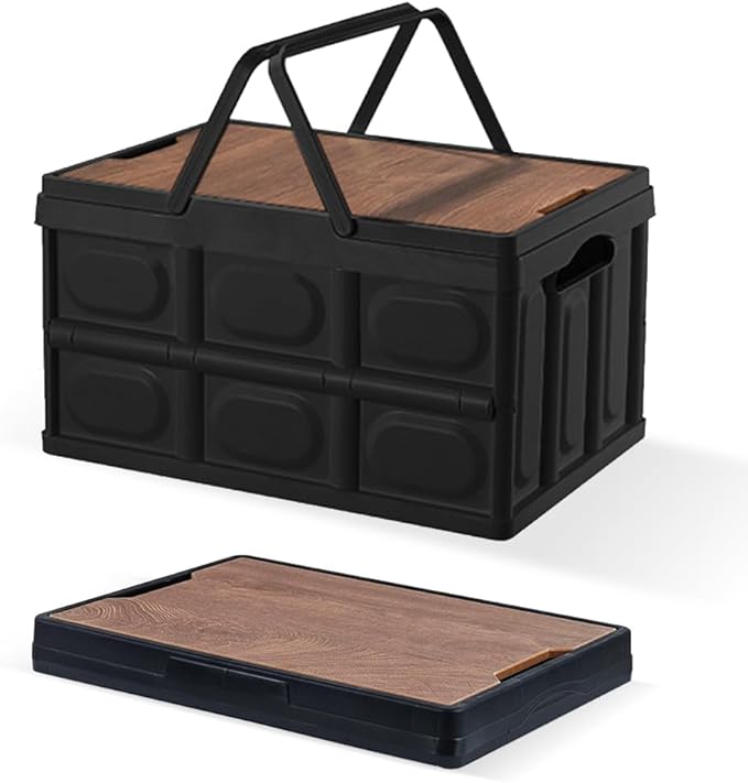Collapsible Storage Bins Box with Lids and Handle, 30L Portable