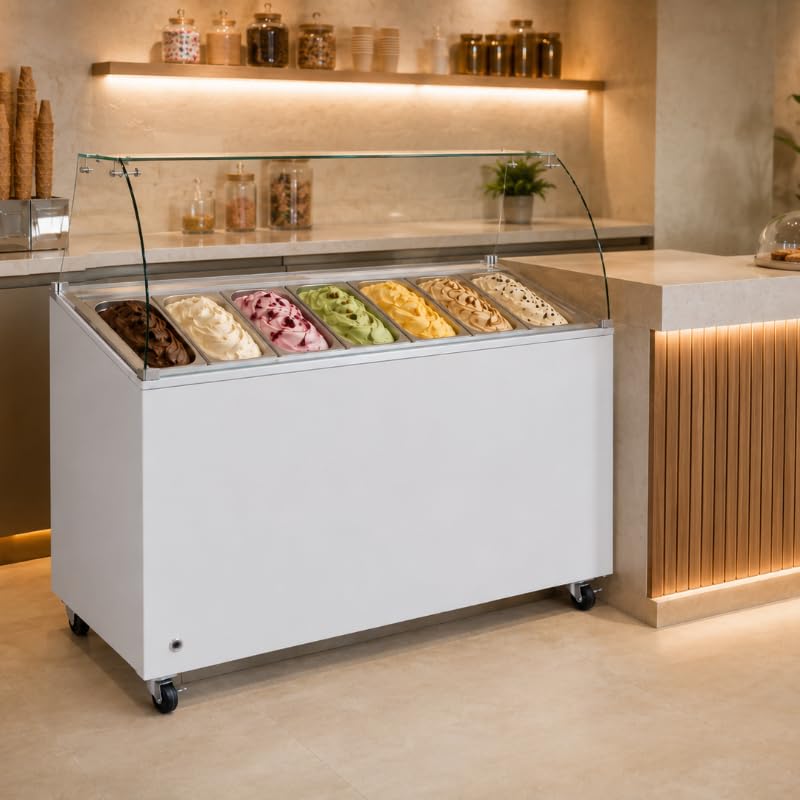 Générique Vetrina per gelati professionale, 7 contenitori da 5 litri