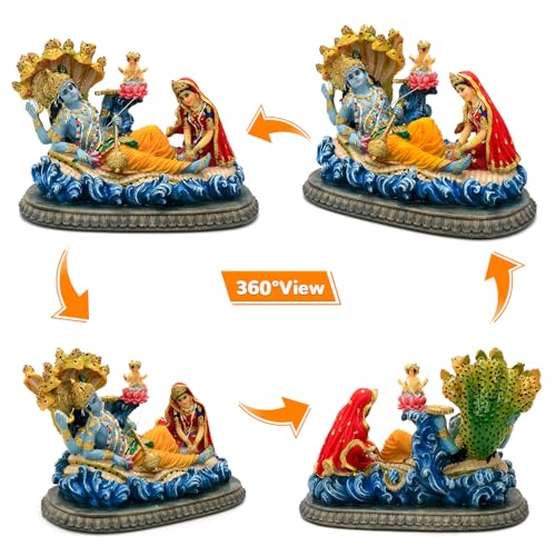 Estatua Vishnu Lakshmi Hindu 8.3 pulgadas Multicolor miniatura 6