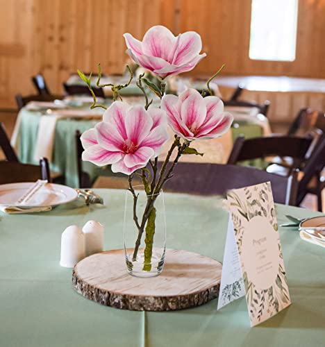 Oairse Artificial Magnolia Flower in Vase Real Touch Fake Flower in Glass Vase with Faux Water Pink Silk Flowers Faux Magnolias Flora Arrangement for Home Office Wedding Table Centerpiece Decoration - Image 4