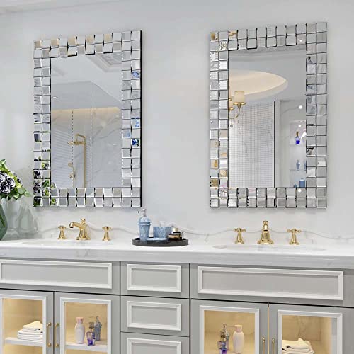 Autdot Large Mirrors For Wall Decor, 36''X24'' Elegant Accent Mirror With 3D Glass Frame, Rectangle Decorative Mirror For Living Room, Bathroom #TOP3