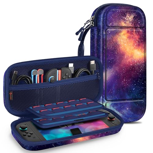 FINTIE Funda Nintendo Switch 2(Modelo 2025)   Funda de Transporte con 20 Soportes para Tarjetas de Juego y Correa para la Consola Nintendo Switch y Sus Accesorios, Galaxy
