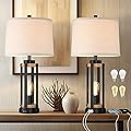 Altgedecor Farmhouse Table Lamps for Living Room Set of 2, 26” Rustic Beside Lamps with USB Charging Ports and Night Light, Bedroom Nightstand Lamp Vintage Reading Lamps for End Table,Bulbs Included