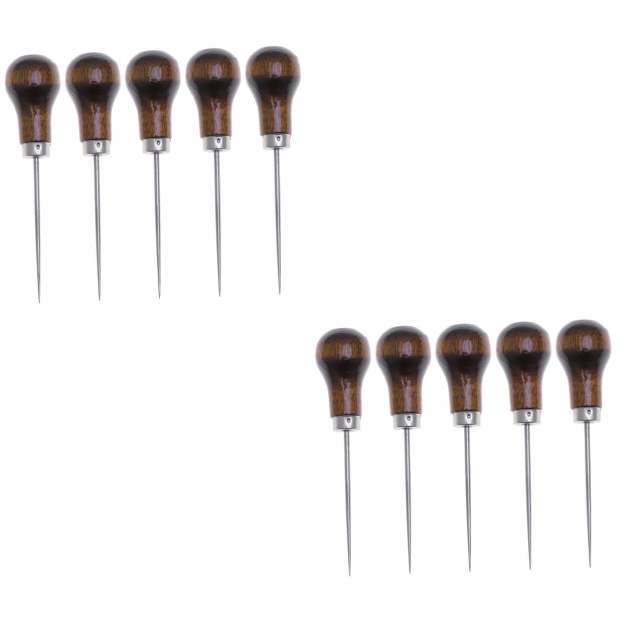 ERINGOGO 2sets DIY Sewing Tools Small Size Wooden Awls for Sewing Projects Easy to Use for Boys and Girls 5pcs*2