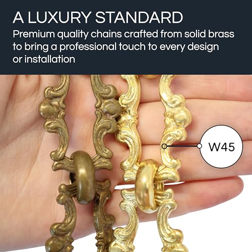 Image of RCH Hardware CH-02-AB-3 Decorative Antique Solid Brass Chain for Hanging, Lighting - Motif Welded Links (3 ft /1 Yard)