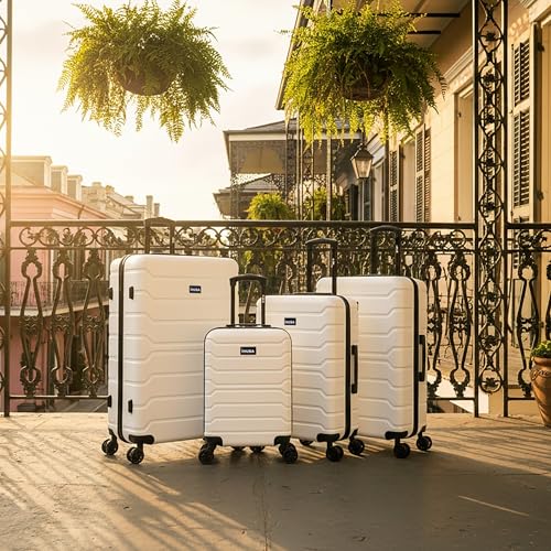 Image of InUSA TREND Luggage with Spinner Wheels | Durable Lightweight Hardside Suitcase, Travel Sets with Handle and Trolley | (20in, 24in, 28in, 32in) 4 Piece Set | White