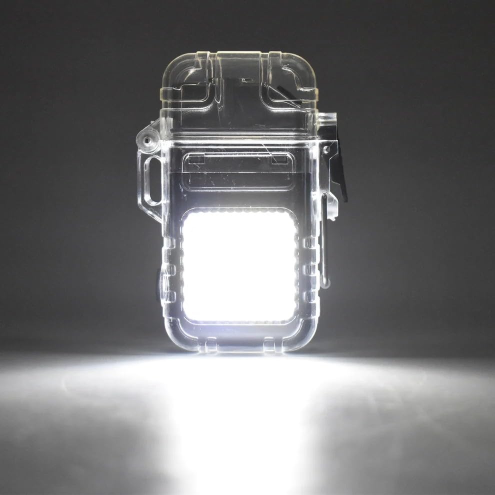 tathagath mart usb rechargeable electric lighter with 3 modes cob flashlight, waterproof, transparent
