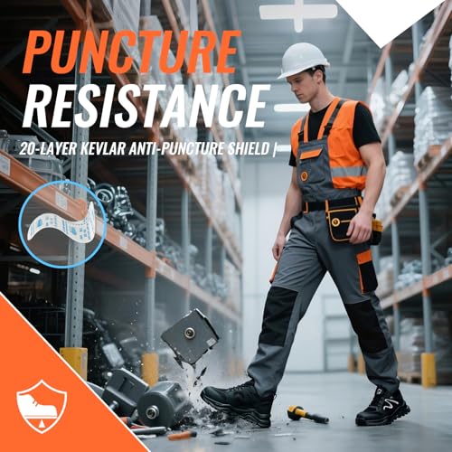 Image of Steel Toe Shoes for Men, Lightweight Safety Work Shoes, Breathable Puncture-Resistant Work Shoes for Warehouse, Factory and Light Construction