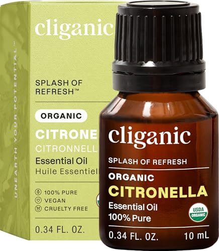 Image of Cliganic Organic Citronella Essential Oil, 100% Pure Natural for Aromatherapy | Non-GMO Verified