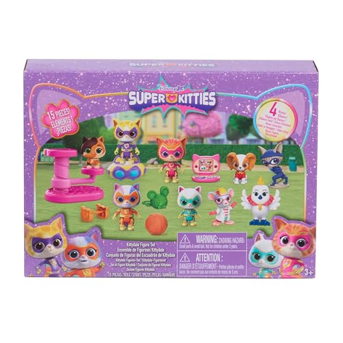 Image of Disney Jr. SuperKitties Kittydale Figure Set with Accessories, 15-Pieces, Collectible Figurines, Amazon Exclusive, Toy for Fans, Girls, Kids, Ages 3 and Up by Just Play