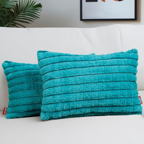 Image of HOMADORN Luxury Plush Fur Reversible Cushion Cover Ultra Soft & Cozy (Pack of 2)