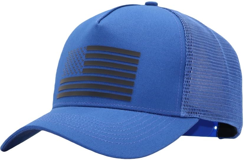 Image of USA Flag Snapback Hat Fits One Size&XXL /3XL - Mens Mesh Trucker Ball Hats - US 250th Anniversary Veterans Memorial Day Gifts
