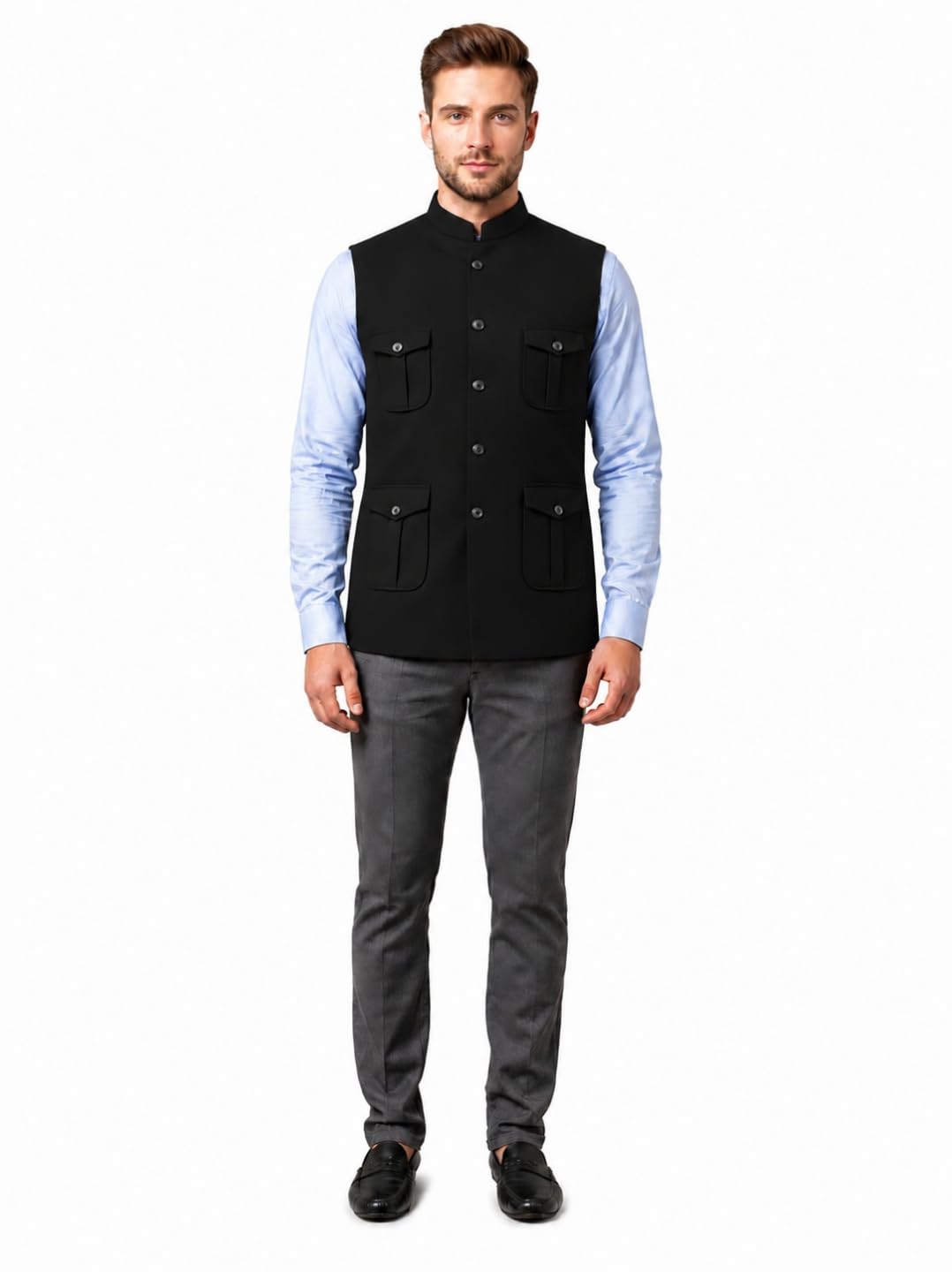 Men's Utility Pocket Nehru Jacket | Stylish Waistcoat for Winter | Premium Fabric | Casual & Ethnic Wear | Multiple Pockets-picture-53
