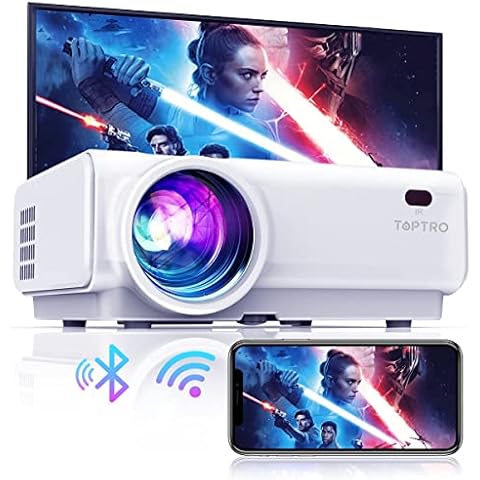 Mini Projector, Wifi Bluetooth projector, TOPTRO Portable Projector Native 1080P, 7500 Lumen Wireless Home Cinema Projectors with 200" Display, Compatible with TV Stick/TVbox/Smartphone/PC/Laptop/PS4 Cover