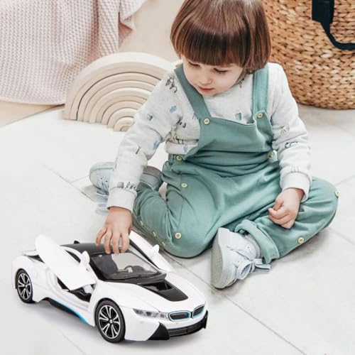 Image of Scale Exclusive Alloy Metal Pull Back | Die-cast Car Model with Sound Light Mini Auto Toy for Kids Metal Model Toy Car with Sound and Light (1.22 Scale -B-M-W I8-White)