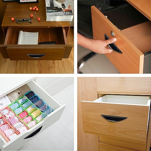 Guolich 2 Pcs Hole Centers 1.25 Inch(32mm) Kitchen Drawer Handle Door Cabinet Pulls Zinc Alloy Handle Modern Black Brushed Brass Hardware for Wardrobe Bathroom Dresser (32mm Black) - Image 4
