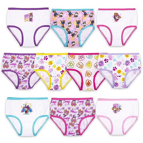 Paw Patrol girls 100% Combed Cotton 10-pack Underwear Available With Chase, Skye, Rubble and More in Sizes 2/3t, 4t, 4, 6, 8