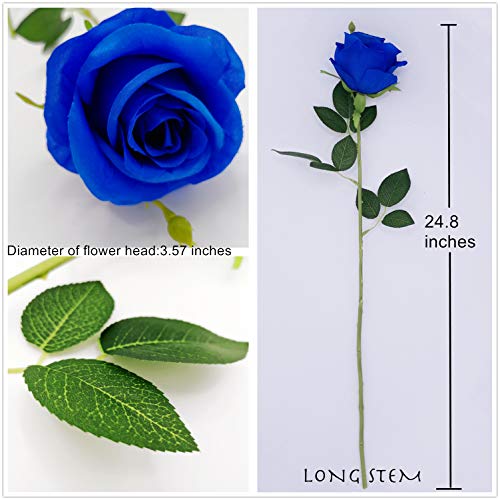 Anothergifts Artificial Silk Rose Flower Bouquet Home Decor Wedding Party Garden, Pack Of 10(Royal Blue)… #TOP1