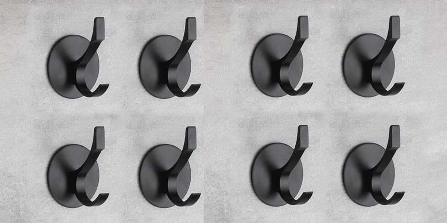Oslen 8 PS Plastic Self Adhesive Hooks Heavy Duty Shower Hook Waterproof, Black Stick on Hooks for Hanging Coat/Hat/Towel Robe Clothes, Removable Bathroom Adhesive Wall Hooks(Without Drilling) (B0DBFZCNXR) Amazon Price History, Amazon Price Tracker