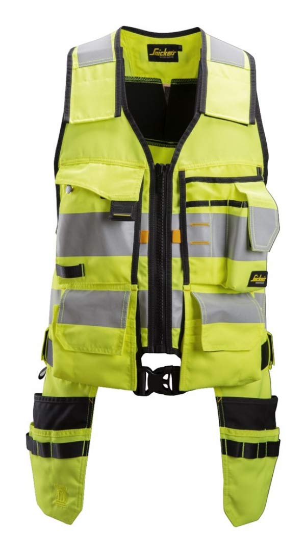 Snickers AllroundWork - Chaleco de herramientas de alta visibilidad CL1 de alta visibilidad, amarillo/negro, talla 3XL, Naranja/Negro, 3XL