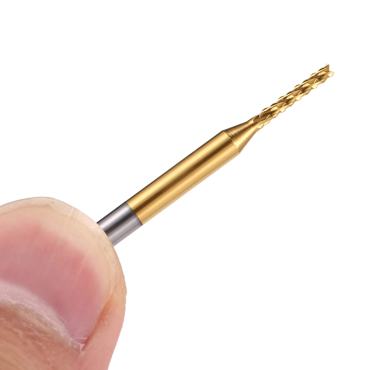 10Pcs 1/8'' Shank 1.5mm Titanium Coat Carbide End Mill Engraving Bits CNC Rotary Burrs Tool For PCB Mould Plastic Fiber Carbon Fiber Hardwood